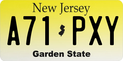 NJ license plate A71PXY