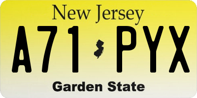 NJ license plate A71PYX