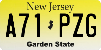 NJ license plate A71PZG