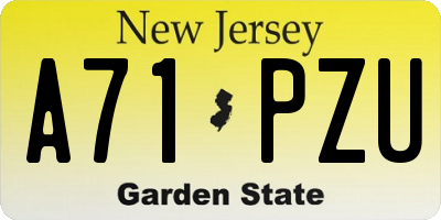 NJ license plate A71PZU