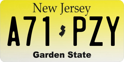 NJ license plate A71PZY
