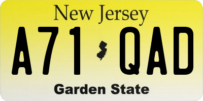 NJ license plate A71QAD
