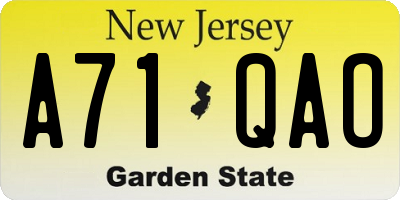 NJ license plate A71QAO