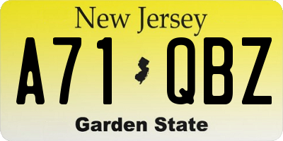 NJ license plate A71QBZ