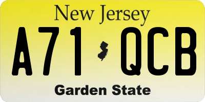 NJ license plate A71QCB