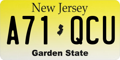 NJ license plate A71QCU