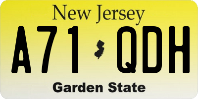 NJ license plate A71QDH