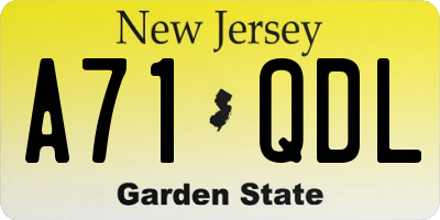 NJ license plate A71QDL