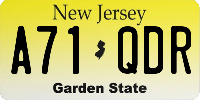 NJ license plate A71QDR