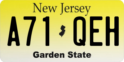 NJ license plate A71QEH
