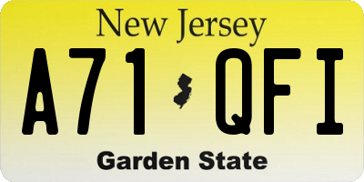 NJ license plate A71QFI