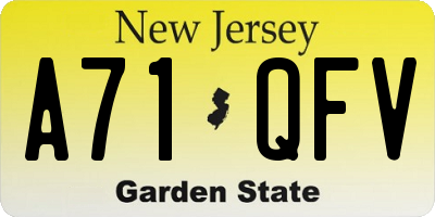 NJ license plate A71QFV