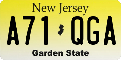 NJ license plate A71QGA