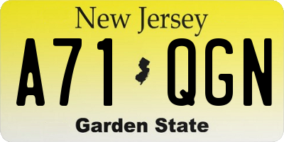 NJ license plate A71QGN