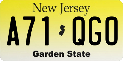 NJ license plate A71QGO