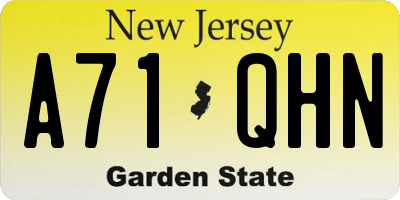 NJ license plate A71QHN
