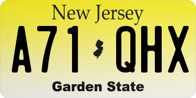 NJ license plate A71QHX