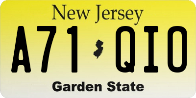 NJ license plate A71QIO
