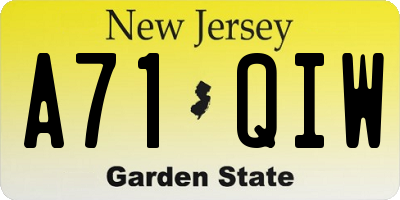 NJ license plate A71QIW