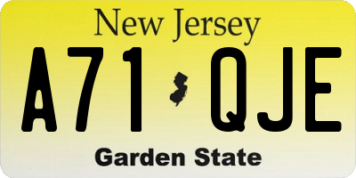 NJ license plate A71QJE