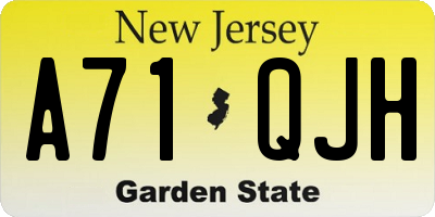 NJ license plate A71QJH