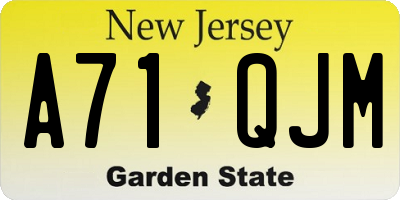 NJ license plate A71QJM