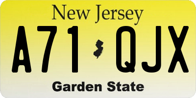 NJ license plate A71QJX