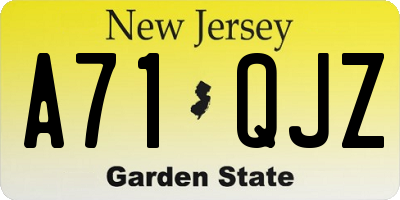 NJ license plate A71QJZ