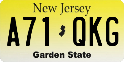 NJ license plate A71QKG