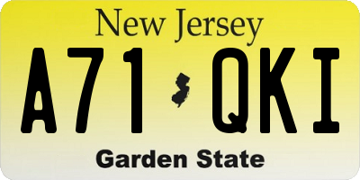 NJ license plate A71QKI