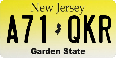 NJ license plate A71QKR