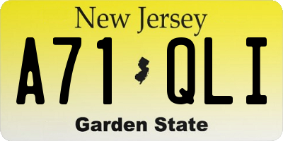 NJ license plate A71QLI