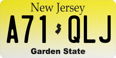 NJ license plate A71QLJ