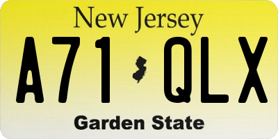NJ license plate A71QLX