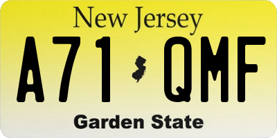 NJ license plate A71QMF