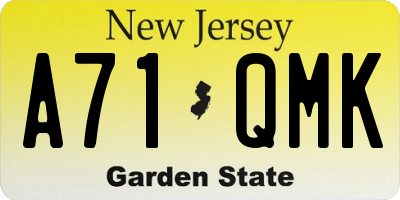 NJ license plate A71QMK