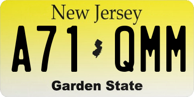NJ license plate A71QMM