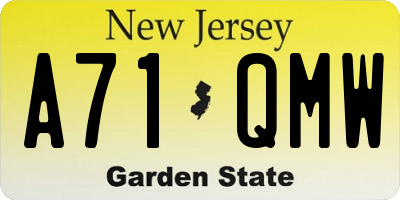 NJ license plate A71QMW