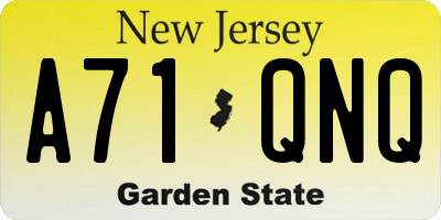 NJ license plate A71QNQ