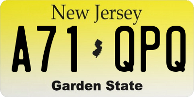 NJ license plate A71QPQ