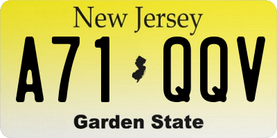 NJ license plate A71QQV