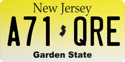 NJ license plate A71QRE