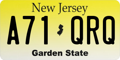 NJ license plate A71QRQ
