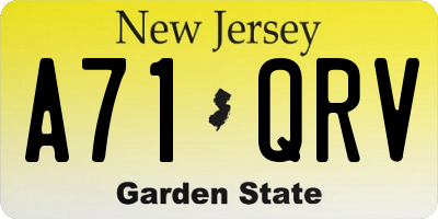 NJ license plate A71QRV