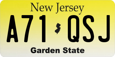 NJ license plate A71QSJ