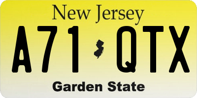 NJ license plate A71QTX