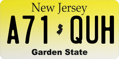 NJ license plate A71QUH
