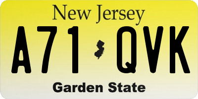 NJ license plate A71QVK
