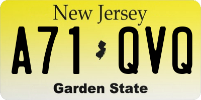 NJ license plate A71QVQ