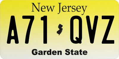 NJ license plate A71QVZ